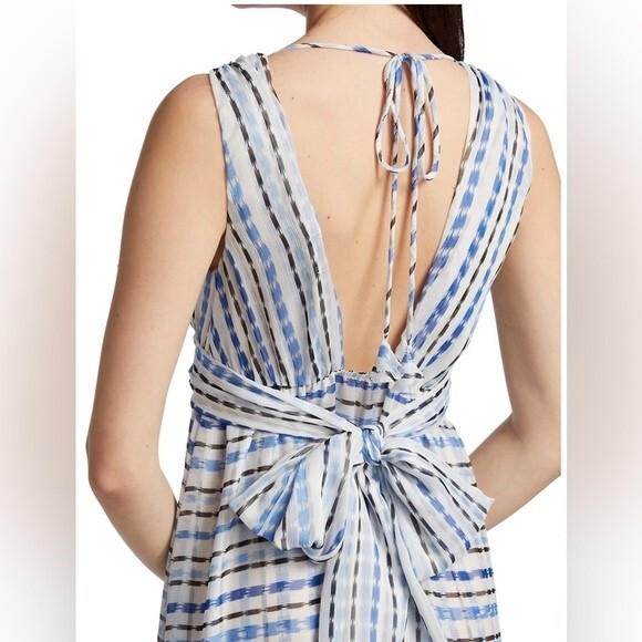 Misa Los Angeles Dominika Tiered Chiffon Maxi Dress Scorpios Stripe NWT Sz M - Picture 10 of 10